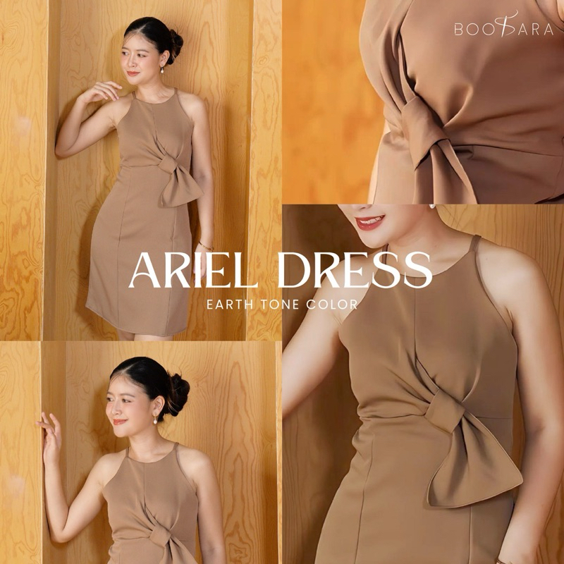 Ariel Dress ชุดเดรสแต่งโบว์ ใส่ไปคาเฟ่น่ารักๆ หรือ ไปดินเนอร์สวยๆได้เลยค่าา - BSR C.
