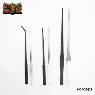 Forceps ฟอร์เซปปลายตรงและปลายงอ สีดำและสีเงิน ขนาด 27 cm. / 38 cm. ที่คีบสแตนเลส ปากคีบสแตนเลส