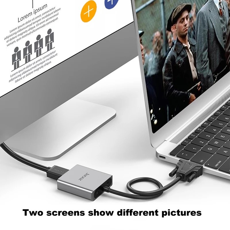 ⚡ส่งจาก กทม⚡Jasoz VGA To HDMI Adapter อะแดปเตอร์ HDMI มาพร้อมสายไฟ และสายสัญญาณเสียง ขนาด 3.5 มม.