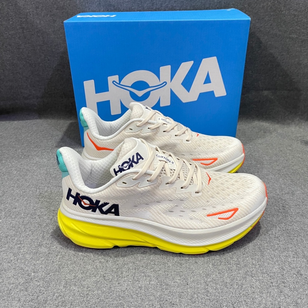 แท้💯% HOKA one one Clifton 9 รองเท้าผ้าใบ รองเท้าวิ่ง running Shoes for Men and woman Sneakers