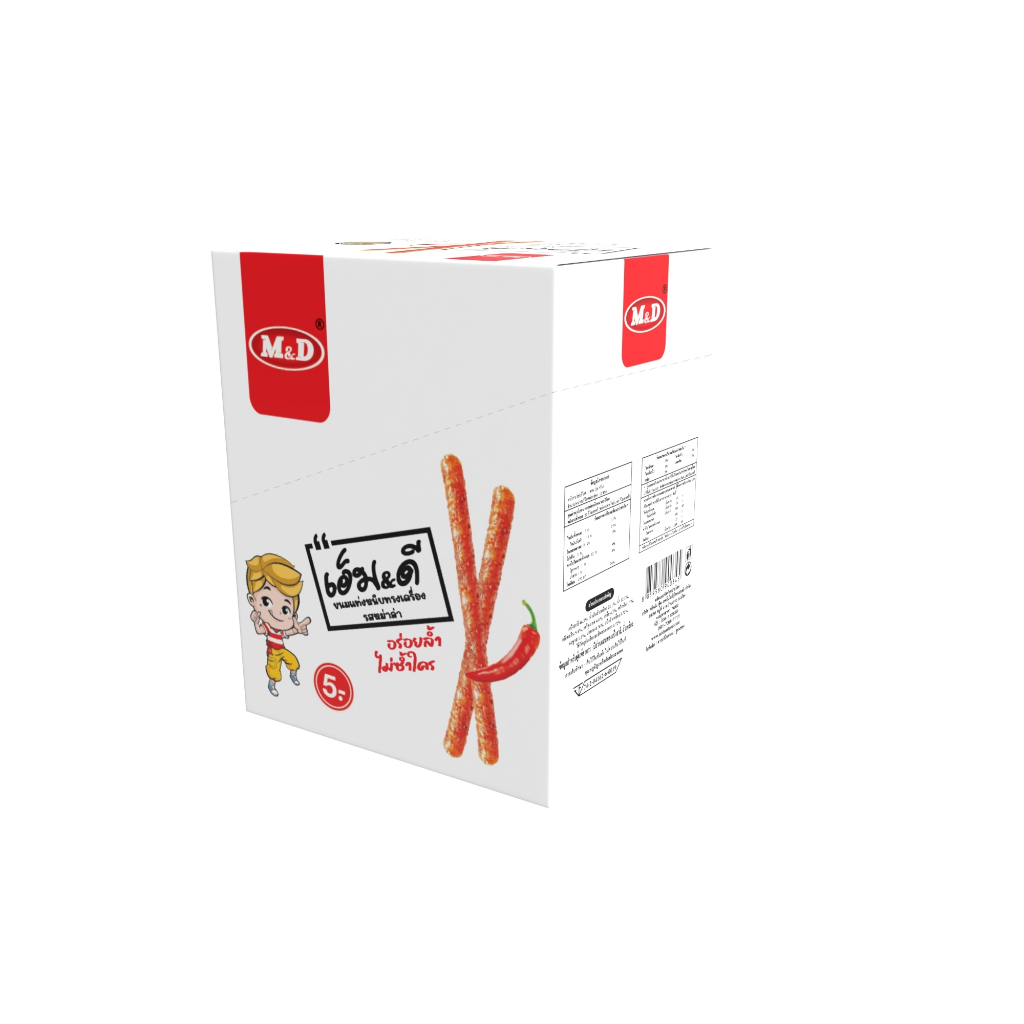 ขนมแท่งหนึบทรงเครื่องรสหม่าล่าM&D(ล่าเถียว) 13 ชิ้น / กล่อง