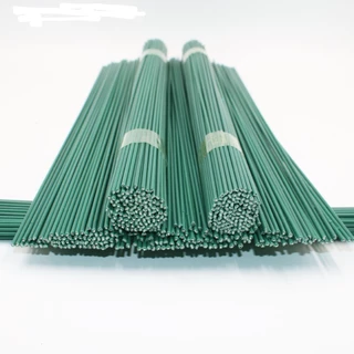ก้านดอกไม้ห่อพลาสติก Chenille, สาขาดอกไม้จำลองทำด้วยมือ DIY, อุปกรณ์เสริมช่อดอกไม้, ลวดสีเขียว/เหล็ก