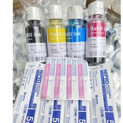 หมึกเติม Hp เติมตลับหมึก Hpได้ทุกรุ่น ดำ 90 ml สีละ 70 ml แถม เข็ม ไซริ้ง ของเทียบเท่า สำหรับเติมหมึกในตลับ ราคา ถูกที่สุด ดีลบีเคเค แกลเลอรีภาพที่ 2
