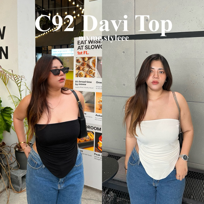 C92 Davi Crop เสื้อเกาะอกเรย่อนสาวอวบ - myme.styleee