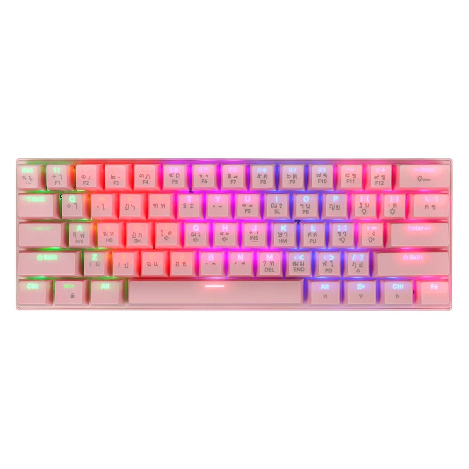คีย์บอร์ดเกมมิ่ง Tsunami Gaming Keyboard MK-61 Sakura Pink Blue Switch