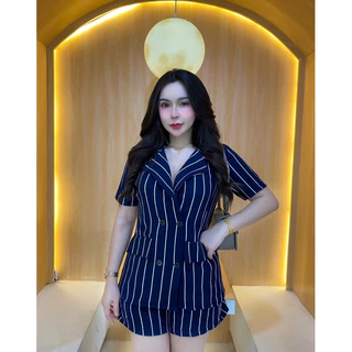 SS2_ชุดเซ็ตเสื้อสูท+กางเกงขาสั้น ผ้าวูลเวฟ ผ้ายืดใส่สบาย สาวอวบใส่ได้ ผู้หญิง Clothing Lady Women
