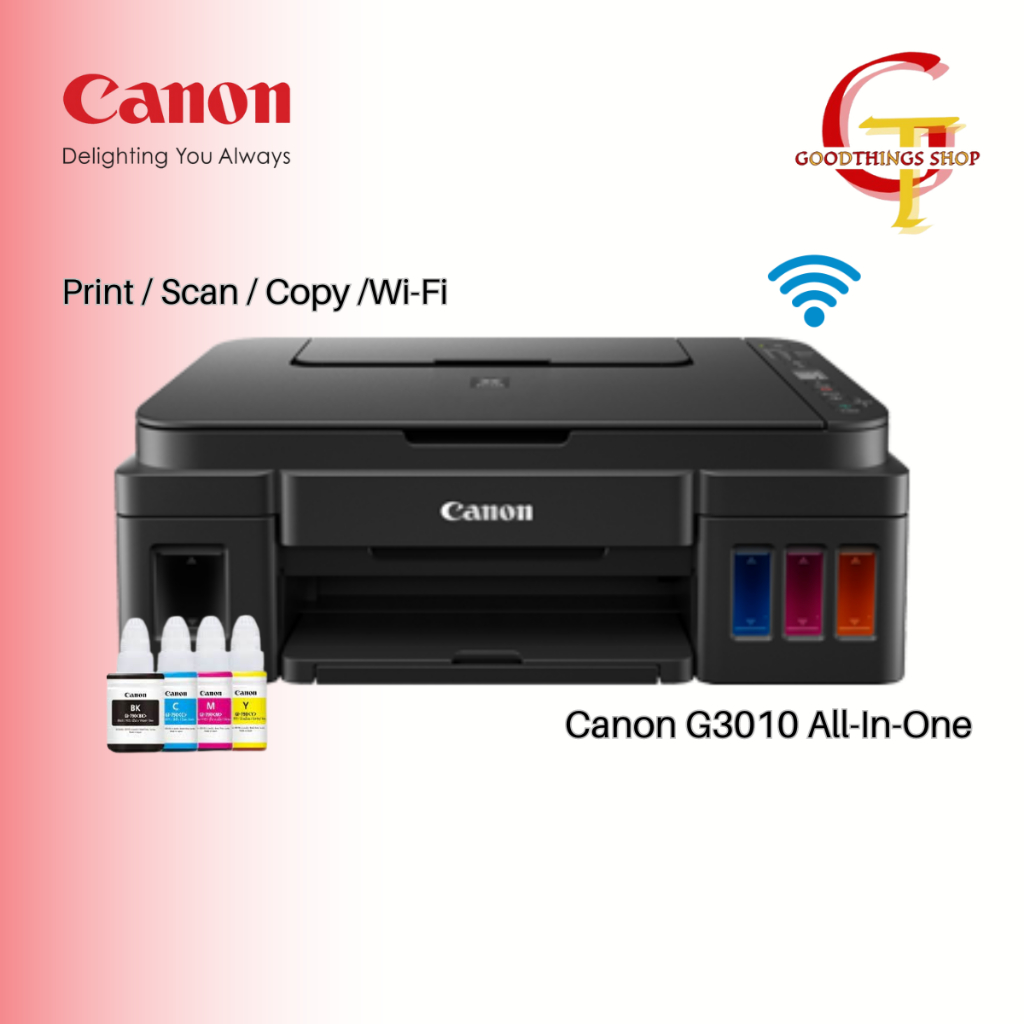 เครื่องปริ้นเตอร์ Canon Pixma G3010 พร้อมหมึกของแท้ 100% รับประกันศูนย์ Canon Thailand