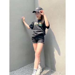VINTAGE FACTORY เสื้อยืด Cotton100% SUMMER VACATION - เทคนิคซิลค์สกรีน สีจมลงเนื้อผ้าติดแน่นทนนาน