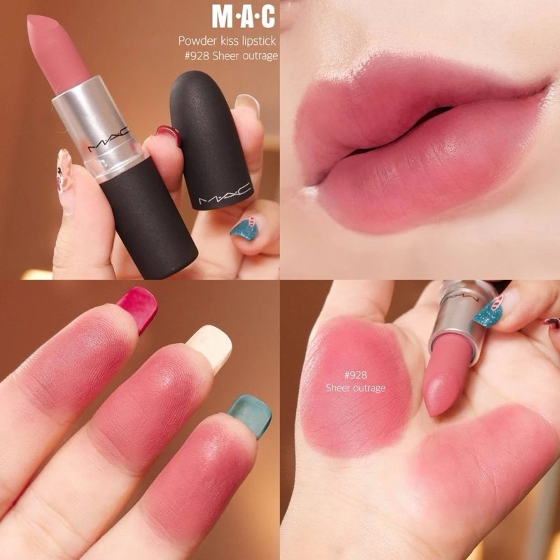 แท้💯แบรนด์ยอดฮิต ลิป Mac Powder kiss lipstick 3g No.314 Mull It Over. /928 sheer outrage