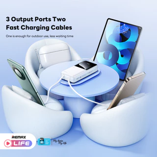 【New! CCC Certified】 Remax Power Bank รุ่น RPP-680 20000mAh แบตสำรอง มีสายในตัว ชาร์จเร็ว มอก. ประกันศูนย์ไทย