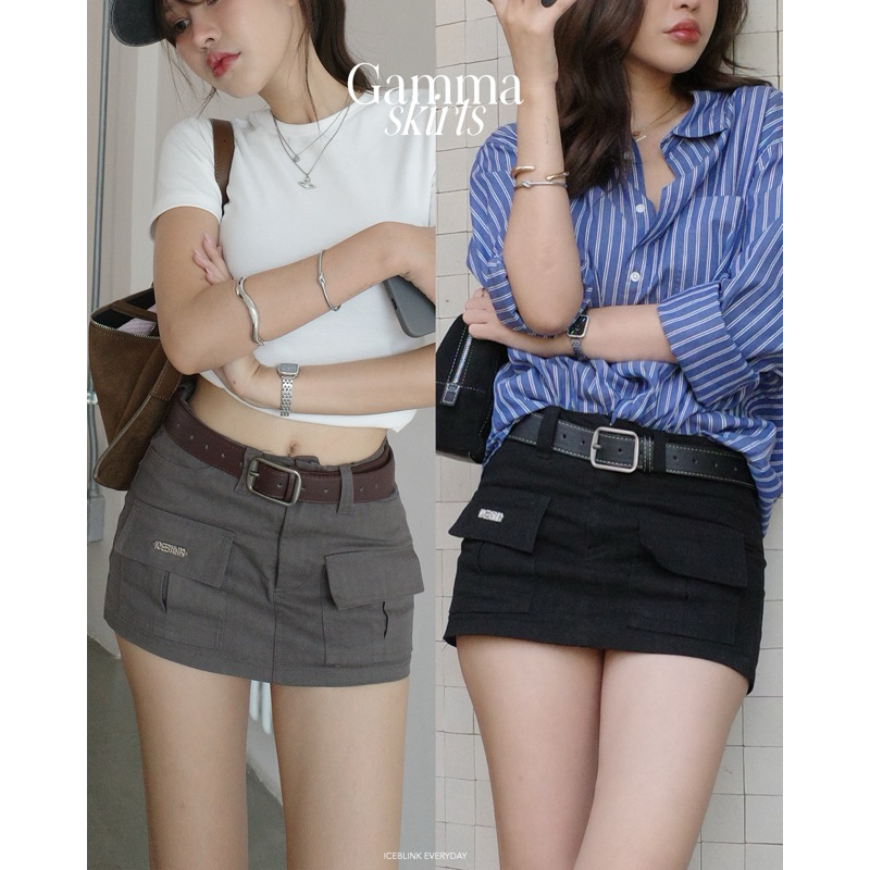 ICEBLINK | Gamma skirts กระโปรงยีนส์สั้นติดแกลม