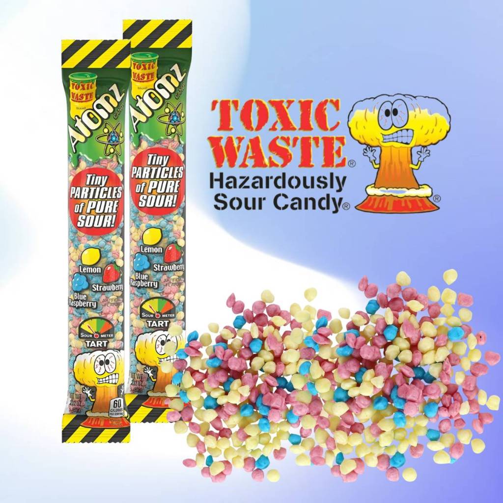 TOXIC WASTE Atomz Sour Candy ลูกอมเคี้ยวหนึบรสเปรี้ยว แพค 2 ซอง