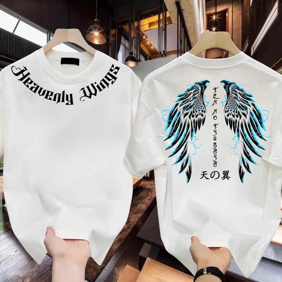 Wings of Heaven เสื้อยืดผ้าฝ้ายพิมพ์ลายสกรีนสุดสวย นุ่ม สบาย ราคาไม่แพง สไตล์แฟชั่น สไตล์เดียวกันทั้งชายและหญิง