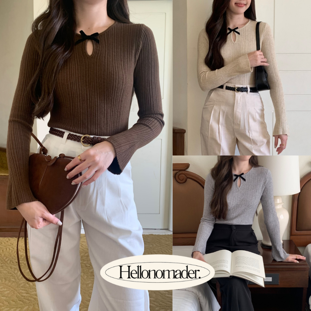 NOMADE.& พร้อมส่ง Charlotte Top {เสื้อแขนยาวเว้าอกหยดน้ำ}
