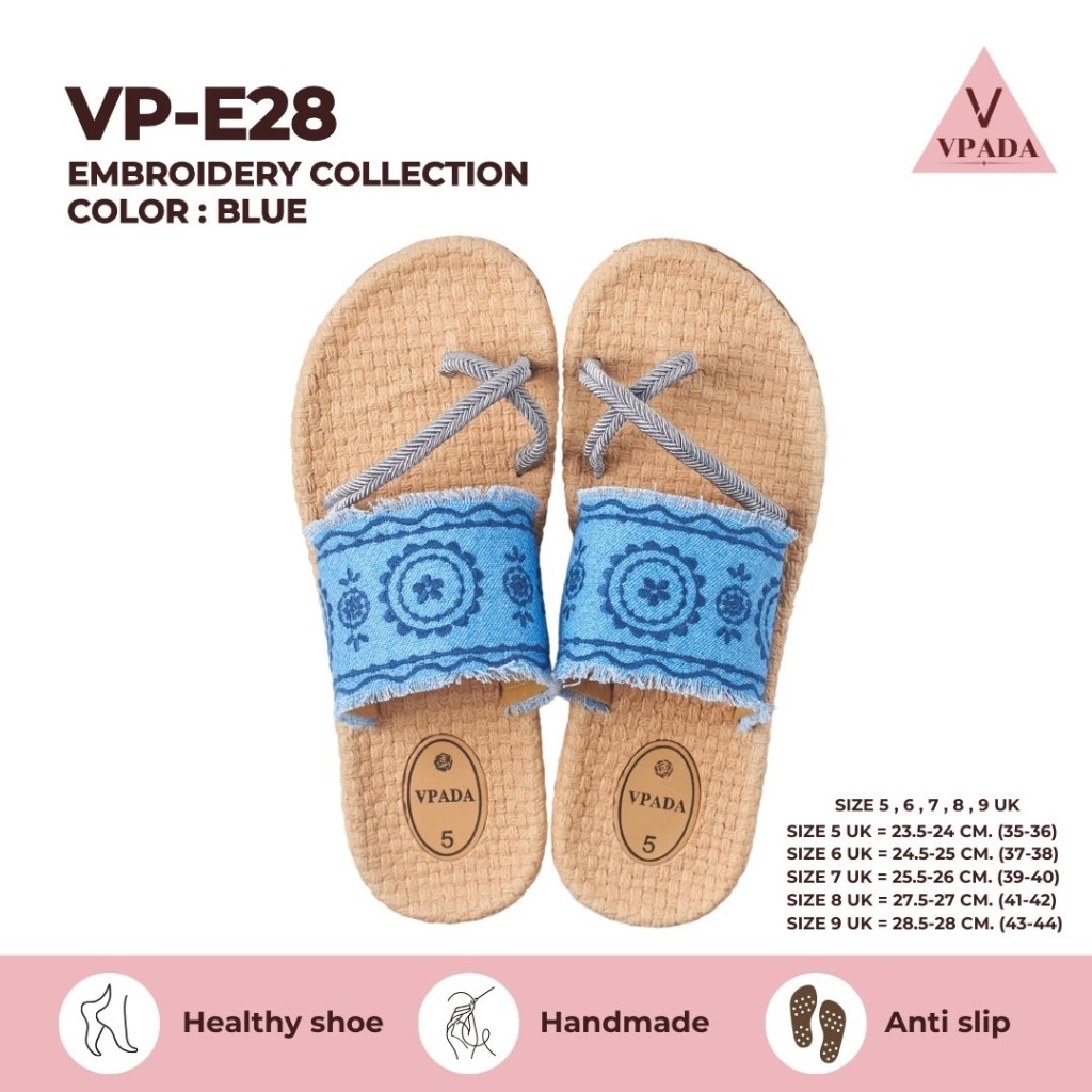 Vpada_sandals_VP-E28 Embroidery Collection รองเท้าแตะชายหาดแบน รองเท้าแตะแฟชั่น