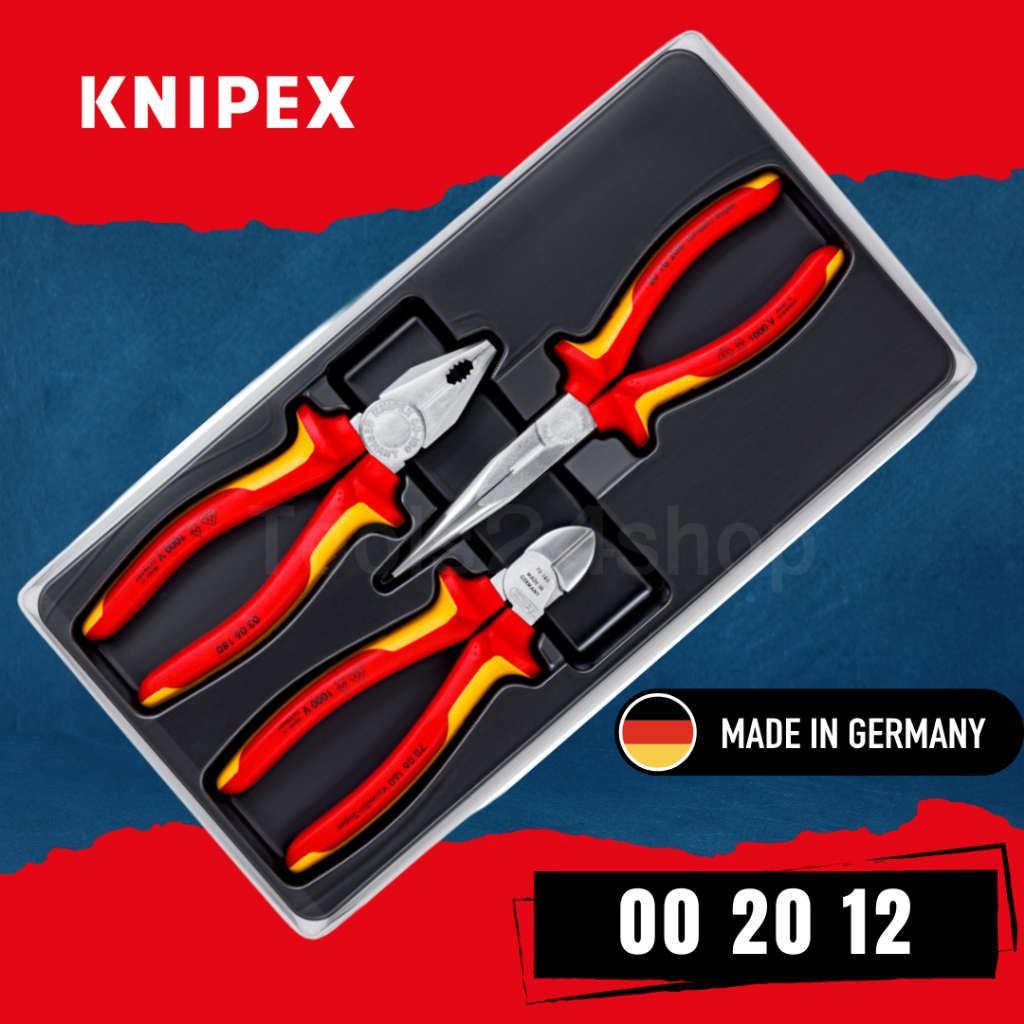 KNIPEX ชุดคีมกันไฟฟ้า 3 ตัว/ชุด ชุดคีมกันไฟ 1000V 3Pcs/set KNIPEX #.00 20 12 KNIPEX SET