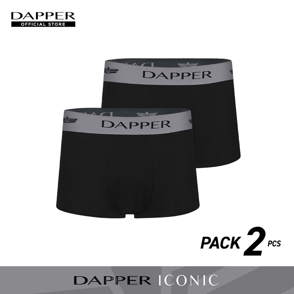 DAPPER [PACK 2 ชิ้น] กางเกงชั้นในชาย Iconic Pima Cotton ทรง Trunks สีดำ (UB2/BK/013E)