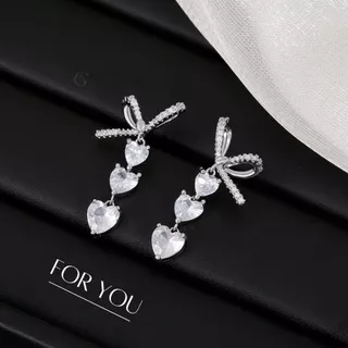 GLAMOR✨ต่างหูยาว For You ต่างหูเงิน ต่างหูโบว์ ต่างหูรูปหัวใจ ต่างหูแฟชั่น ต่างหูเท่ๆ ต่างหูเพชร