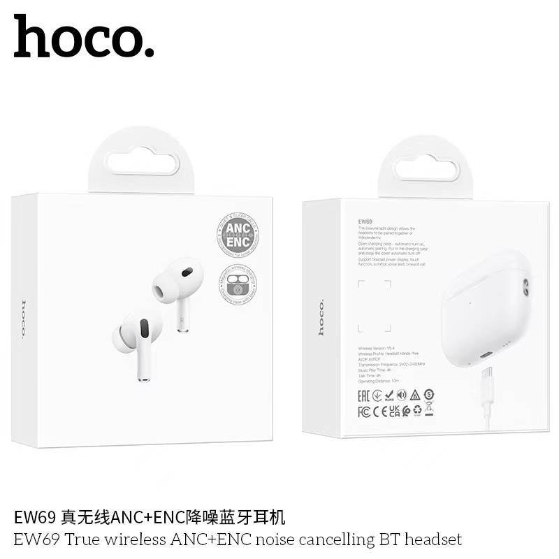 Hoco EW69 True Wireless ANC&ENC ชุดหูฟัง bluetooth ตัดเสียงรบกวน TWS BT 5.4 หูฟังพร้อมไมโครโฟนหูพังชนิดใส่ในหูแฮนด์