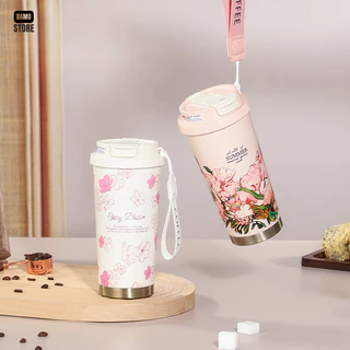 แก้วกาแฟ แก้วน้ำ 500ml. สแตนเลส 316 กระบอกน้ำ กระติกน้ำ Lily of the Valley B0161