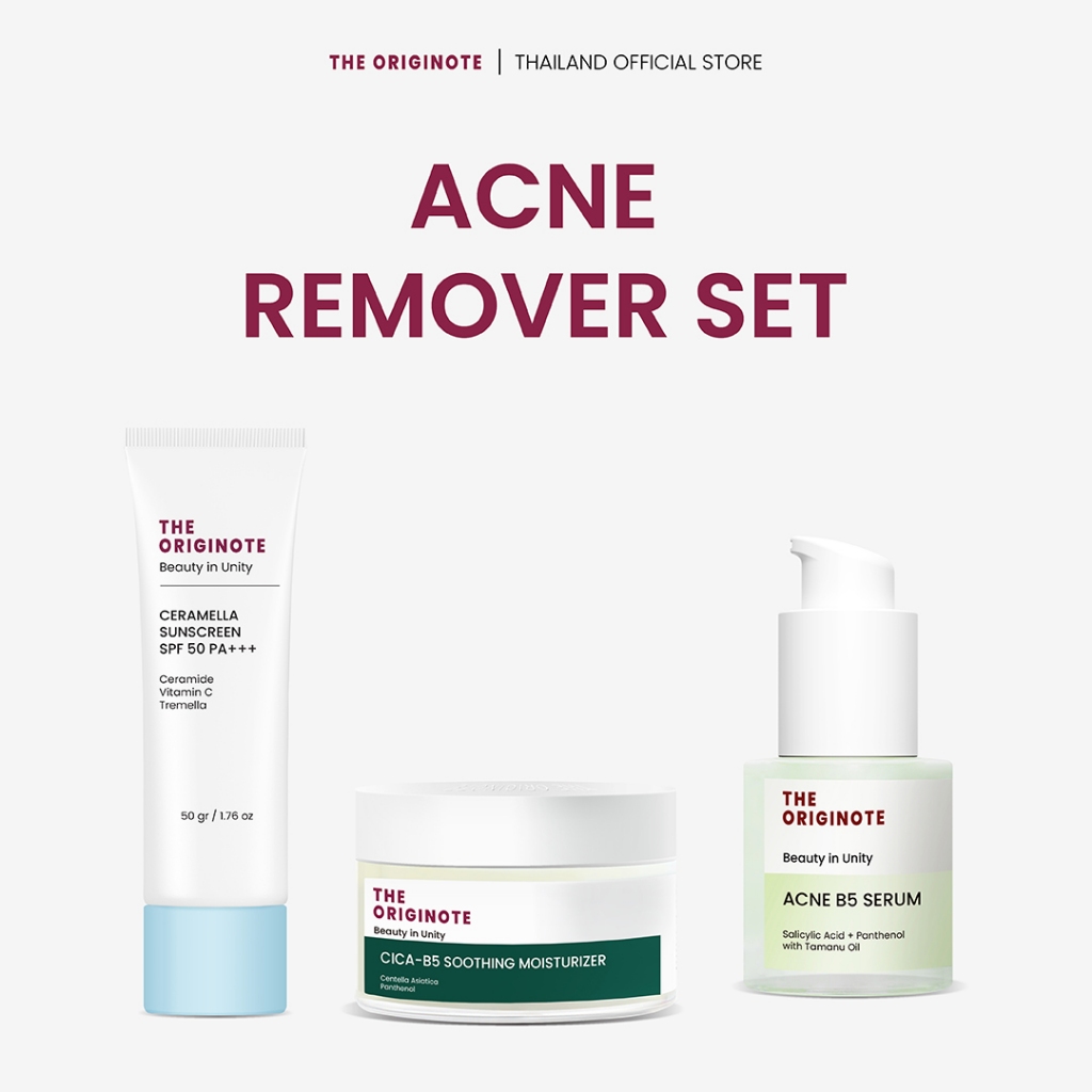 The Originote Acne remover Set Moisturizer เซรั่ม ครีมกันแดด ครีมทาหน้า เซ็ตรักษาสิว บำรุงผิว