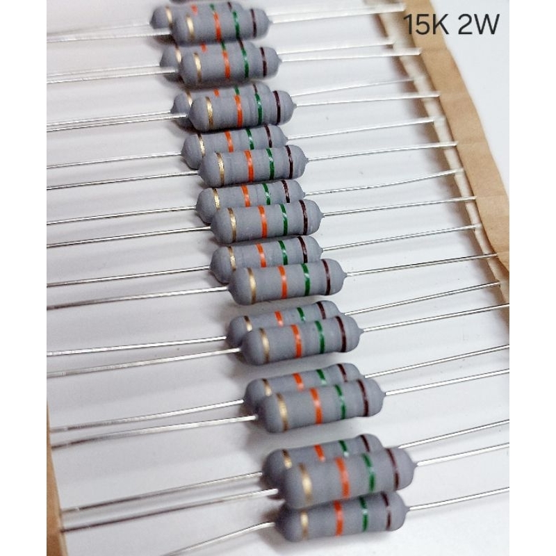 ( 10 ตัว / แพ็ค ) R 15K  , Resistor 2 วัตต์  , ค่าความผิดพลาด +-5% ตัวต้านทานแบบฟิล์มคาร์บอน ,Resist