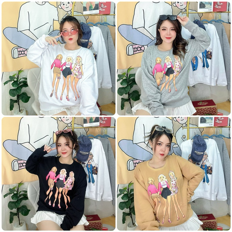 เสื้อแขนยาวกันหนาวผ้ายืด อกหน้าผ้า 50“ยืดได้ 58“วงแขน 24-26“ความยาว 27“ สกรีนลายการ์ตูน
