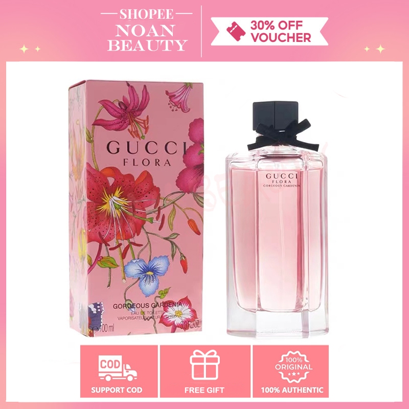 แท้ % น้ําหอม Gucci Flora Gorgeous Gardenia Eau De Toilette 100ml น้ำหอมผู้หญิงกุชชี่ เป็นกลิ่นดอกไม้ฟรุ๊ตตี้