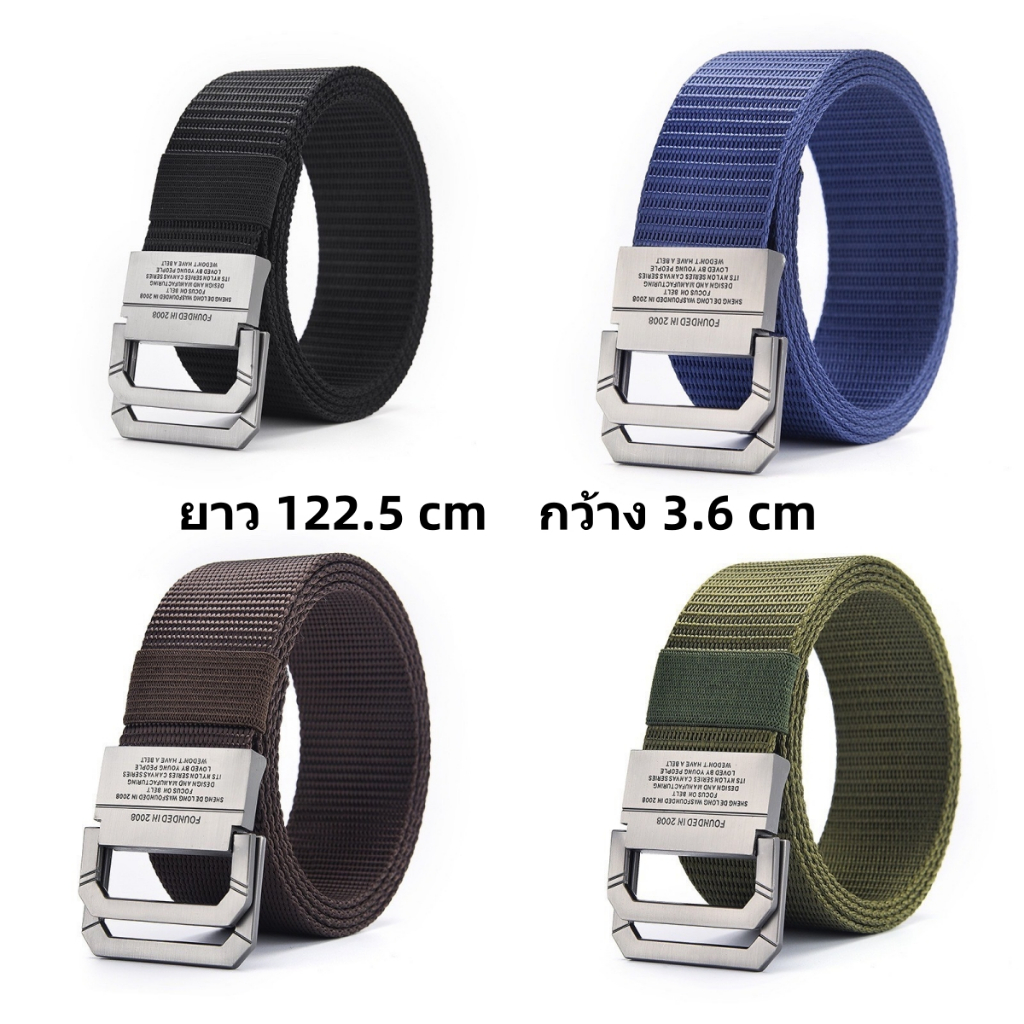 พร้อมส่ง เข็ดขัดผู้ชายยุทธวิธี หัวโลหะ ห่วงคู่ สายไนลอน ไม่ต้องเจาะรู แข็งแรง ทนทาน สไตล์คาร์โก ( P147 )