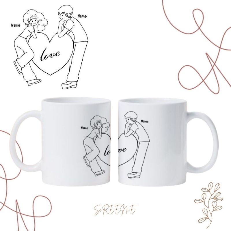 Couple mugs 👩‍❤️‍👨แก้วมัคสกรีนลายคู่รัก (แก้วคู่) ใส่ชื่อได้