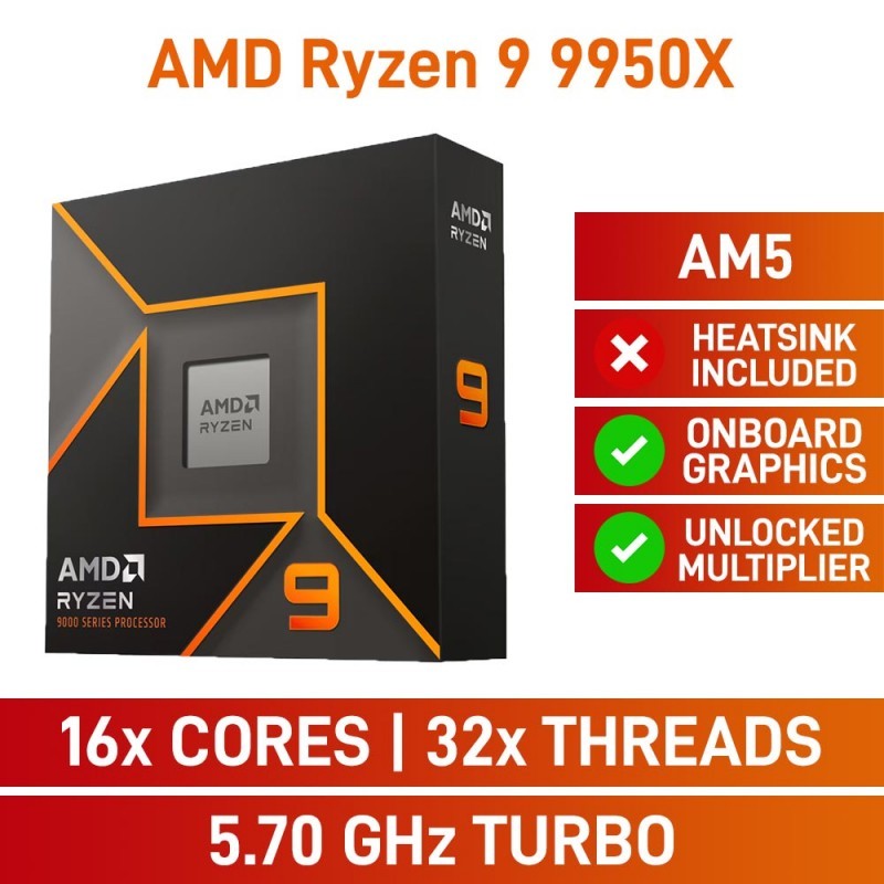 CPU (ซีพียู) AMD RYZEN 9 9950X - 16C 32T 4.3-5.7GHz (AMD SOCKET AM5)