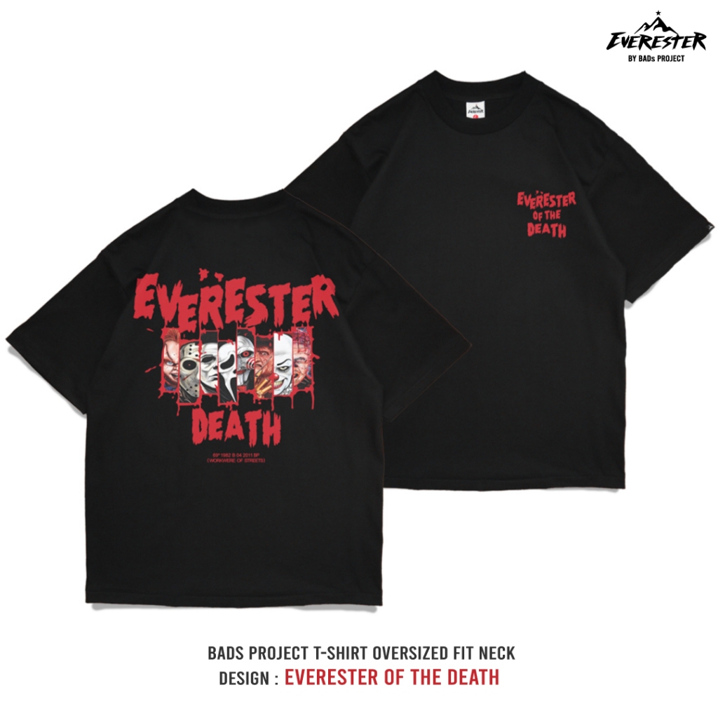 EVERESTER เสื้อยืด เสื้อคอฟิต Cotton เสื้อผู้ชาย Oversize รุ่น Death Of Hero ดำ เสื้อผ้าผู้ชาย EXP