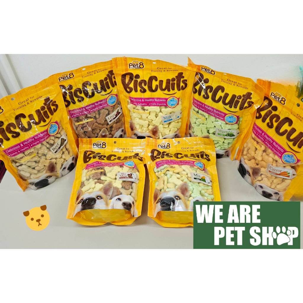 Pet8 Dog Biscuits Treats for dog 300g ขนมสุนัขบิสกิต เลือกรสด้านใน