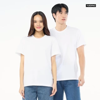 Yuedpao 🔥เสื้อยืดคอกลม ผ้านุ่มใส่สบายมาก เสื้อยืดสีพื้น_สีขาว