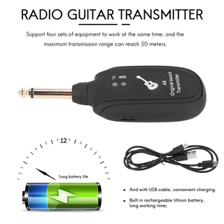 ระบบกีต้าร์ไร้สาย 2.4GHZ เครื่องส่งสัญญาณกีต้าร์ไฟฟ้าพร้อมแบตเตอรี่ลิเธียมแบบชาร์จไฟได้ในตัวสำหรับ 20Hz-20kHz สำหรับกีตา