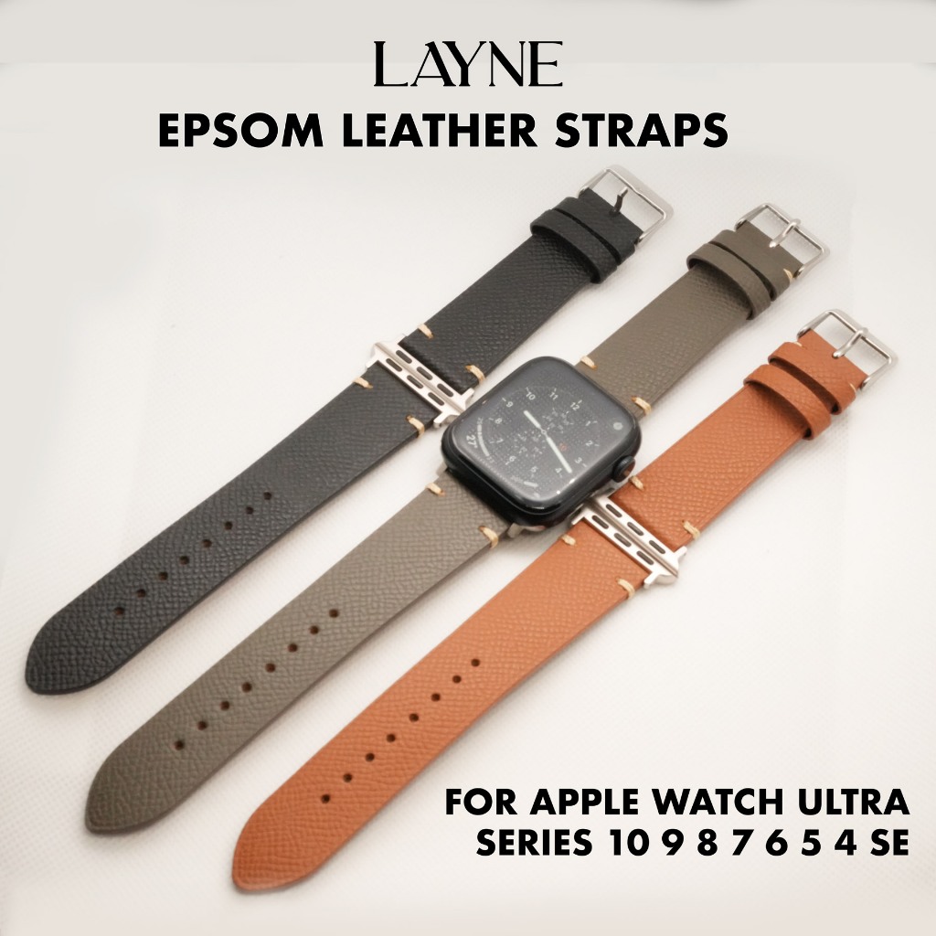 Epsom Leather Straps for Apple Watch สายนาฬิกาสำหรับแอปเปิ้ลวอชทุกรุ่น หนังวัวแท้ 100% Ultra/SE/10/9/8/7/6/5/4/3/2/1