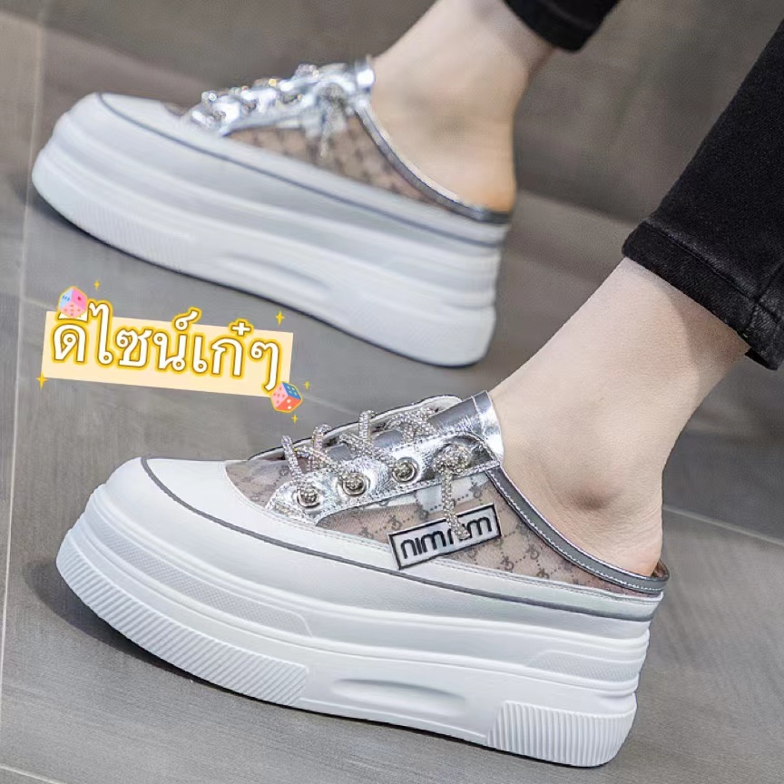 New รองเท้าผ้าใบผู้หญิง รองเท้าเปิดส้น พื้นรองเท้าทนต่อการสึกหรอ ทรงสวย เสริมส้น ฮิตตลอดกาล งานดีไม่ผิดหวังแน่นอน A739