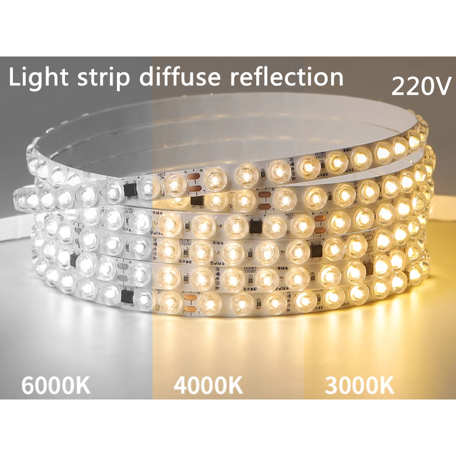 แถบสะท้อนแสงแบบกระจาย LED Diffuseเลนส์แรงดันสูง220v กาวในตัว โค้งงอได้ ไม่มีเงา ร่องอลูมิเนียมพิเศษ