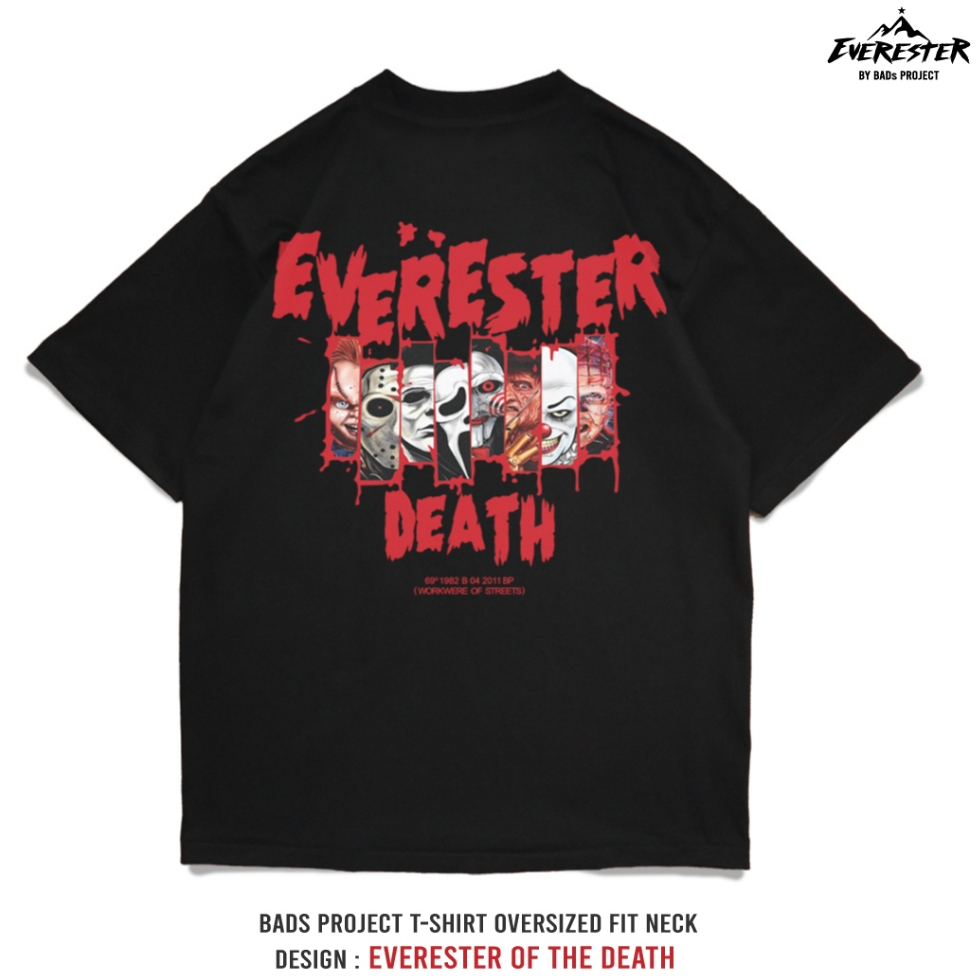EVERESTER เสื้อยืด เสื้อคอฟิต Cotton 100% เสื้อผู้ชาย Death Of Hero ดำ เสื้อผ้าผู้ชาย EXP