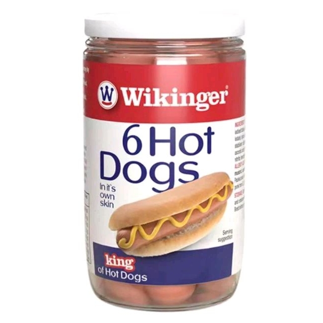 Wikinger 6 Hot Dogs 345g (Glass Jar) no วิกิงเกอร์ 6 ฮอทด็อก 345 กรัม ขวดแก้ว