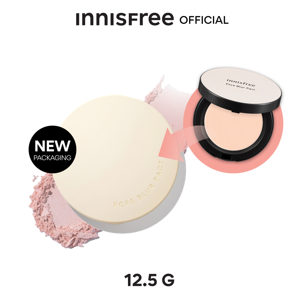 [แป้งอัดแข็งเบลอผิว] innisfree Pore Blur Pact (12.5g) อินนิสฟรี เนื้อนุ่มบางเบา ไม่กวนเมคอัป อ่อนโยนไม่ก่อให้เกิดสิว