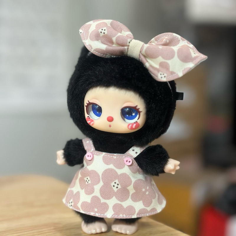 ชุดกระโปรงชมพูผ้าญี่ปุ่น Liila lucky cat /Labubu และใกล้เคียง