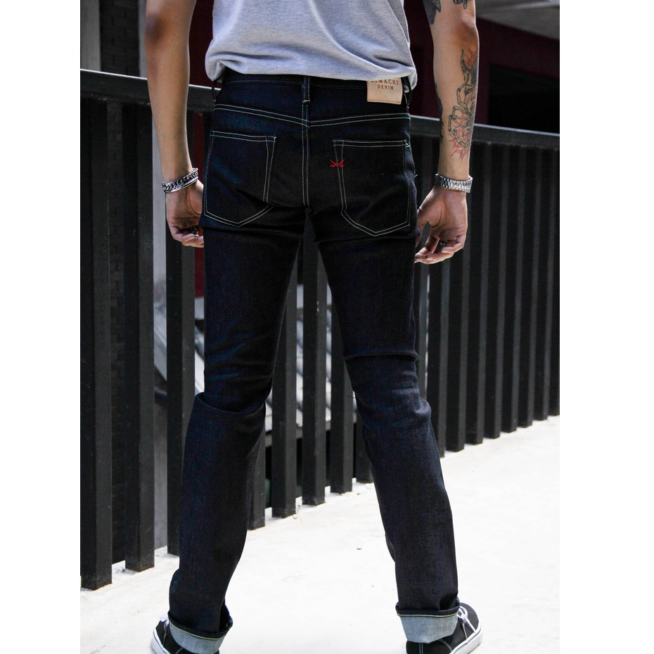 ลด 30% // กางเกงยีนส์  HIMACHI  2504 ทรงทรงกระบอกเล็ก ผ้ายืดริมแดง 13 Oz ฟรี!! กระเป๋า Himachi Tote 