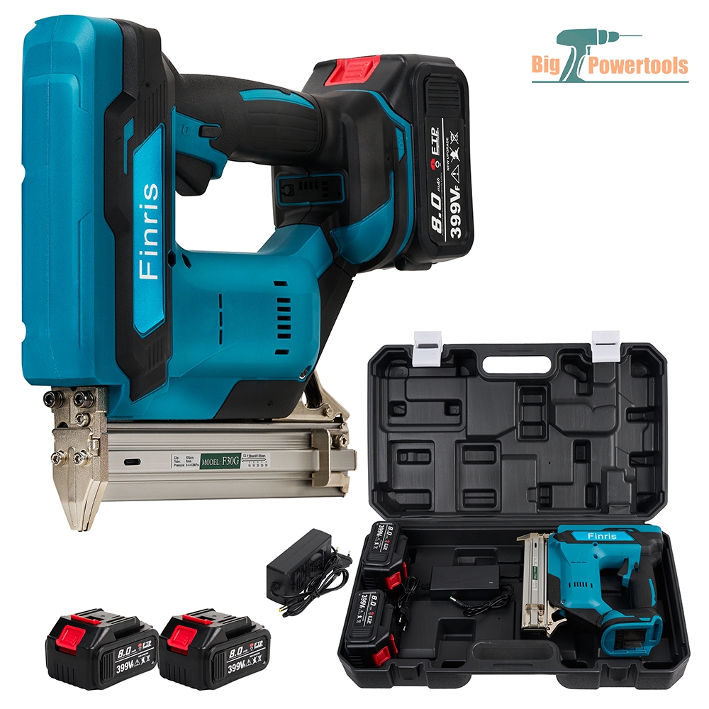 FINRIS เครื่องยิงแม็กไร้สาย 399V แบตเตอรี่ 2 ก้อน ตะปูไฟฟ้า ปืนยิงตะปูไร้สาย, เครื่องมือช่าง เครื่องมือไฟฟ้า ตะปูไร้สาย