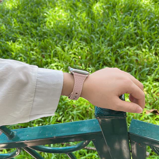 สายนาฬิกาหนังแท้ เหมาะสำหรับ iwatch11/10/9/8/7/6/5/4/3/2/1se ตะปูเดี่ยว สายรัดสีทึบขนาดเล็ก 49/46/45/44/42/41/38/40mm