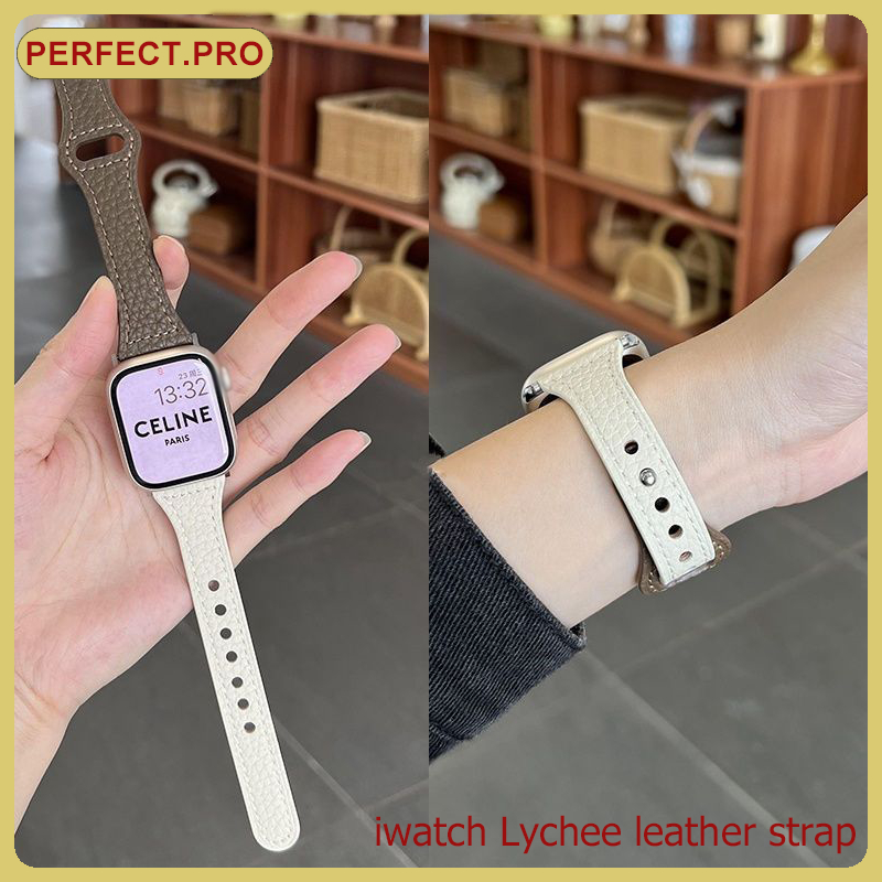 เล็บเดี่ยวสีทึบสายนาฬิกาหนังเหมาะสำหรับ iwatch10 9 8 7 6 5 4 3 SE 2 1 ultra 49mm46mm45mm44mm42mm41mm40mm38mm