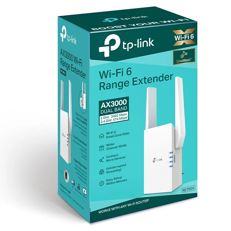 TP-LINK (RE705X) AX3000 Mesh WiFi 6 Extender Separates 5 GHz (2402 Mbps) LT