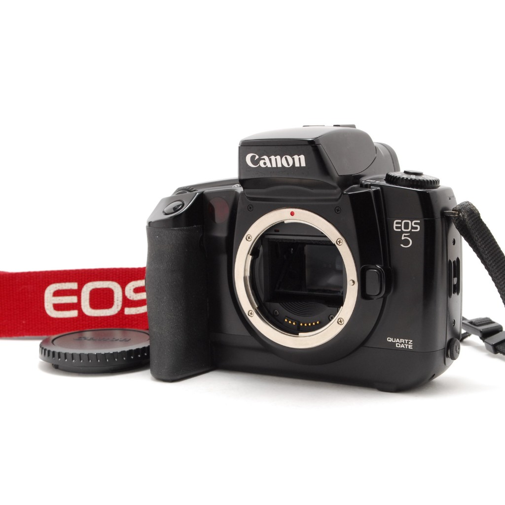 กล้อง Canon EOS 5 QD A2 ฟิล์ม SLR 35 มม. EXC+5 พร้อมฝาปิดตัวกล้อง สายคล้องจากญี่ปุ่น EXC+5 Canon EOS