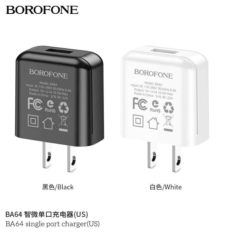 Borofone BA64 ​หัวชาร์จSingle Port Charger 2.1A 1port USB แท้100%