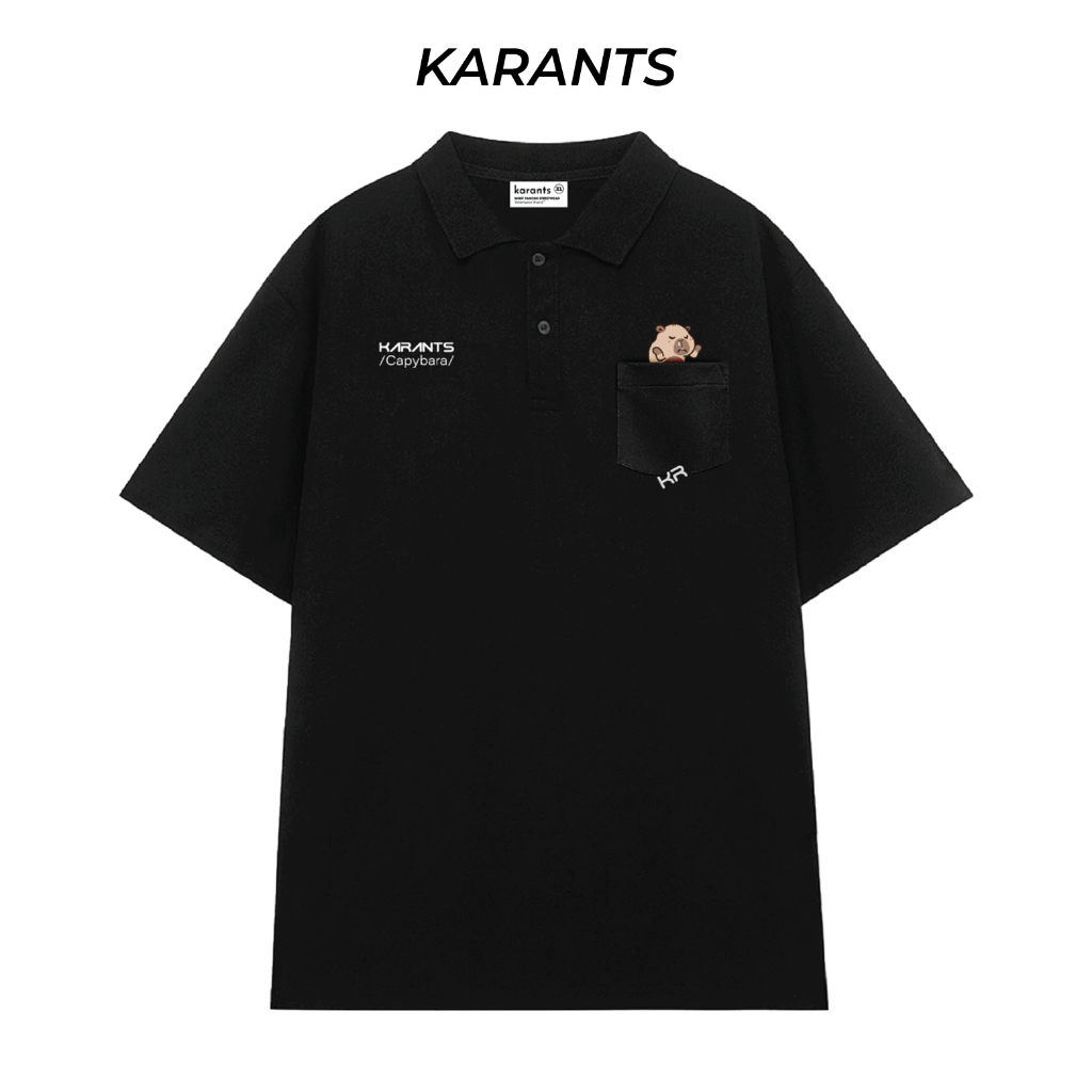 Karants แบรนด์นานาชาติ เสื้อโปโลปักลาย Capybara ทรงหลวม สไตล์สตรีทแวร์ เทรนด์ยอดนิยม |ราคาทดลงสินค้า